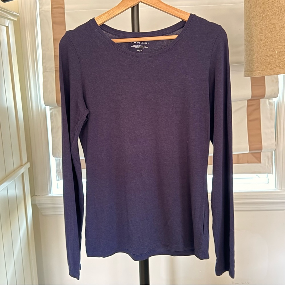 Tahari Women's Navy Long Sleeve Tee